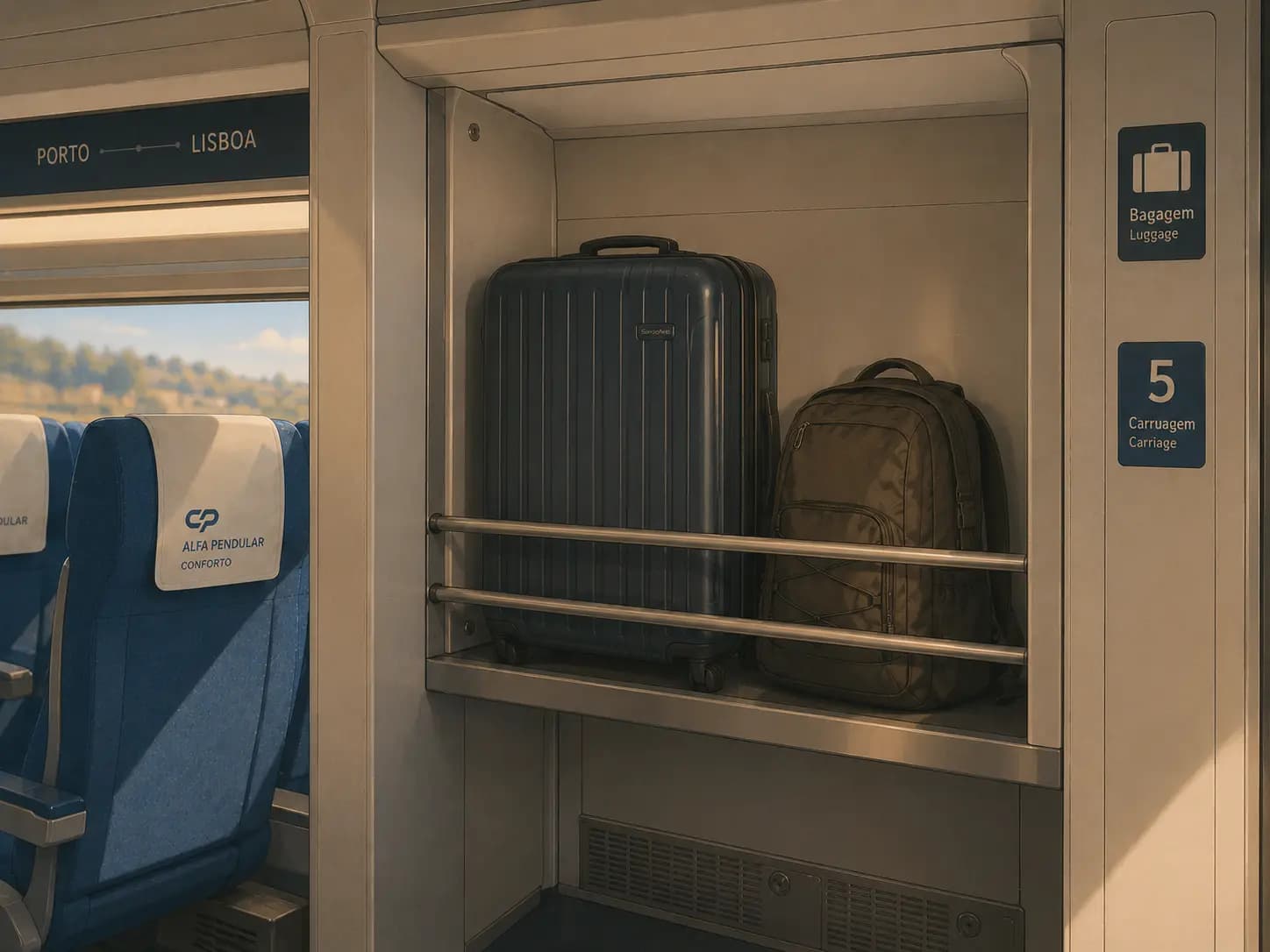 Large suitcase and backpack