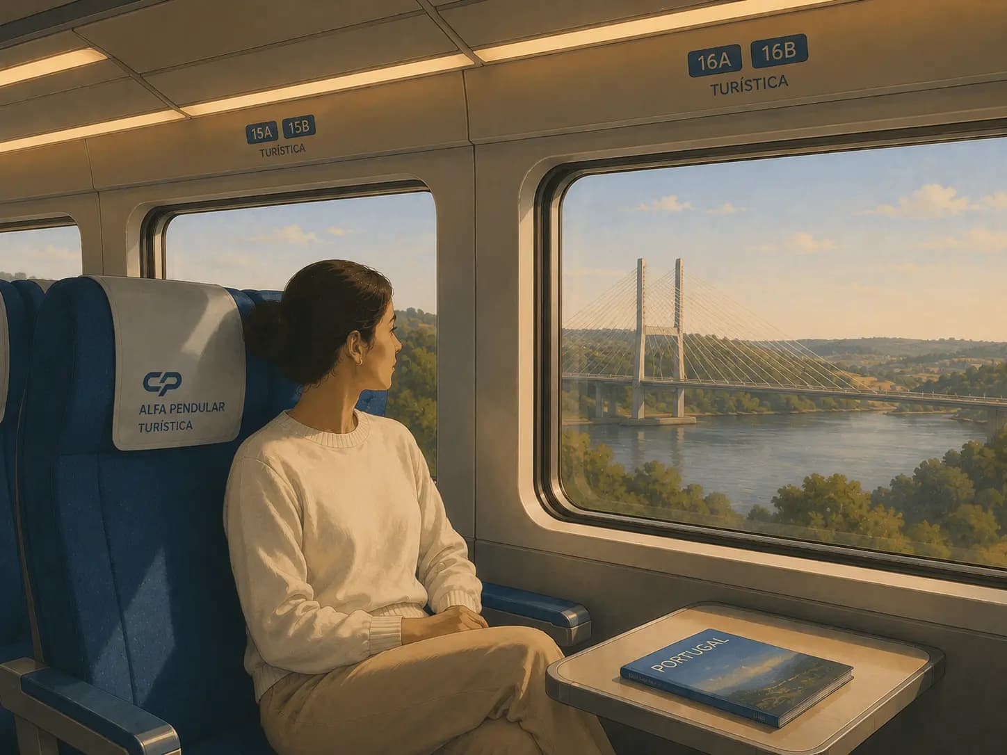 Passenger seated next to an Alfa Pendular window