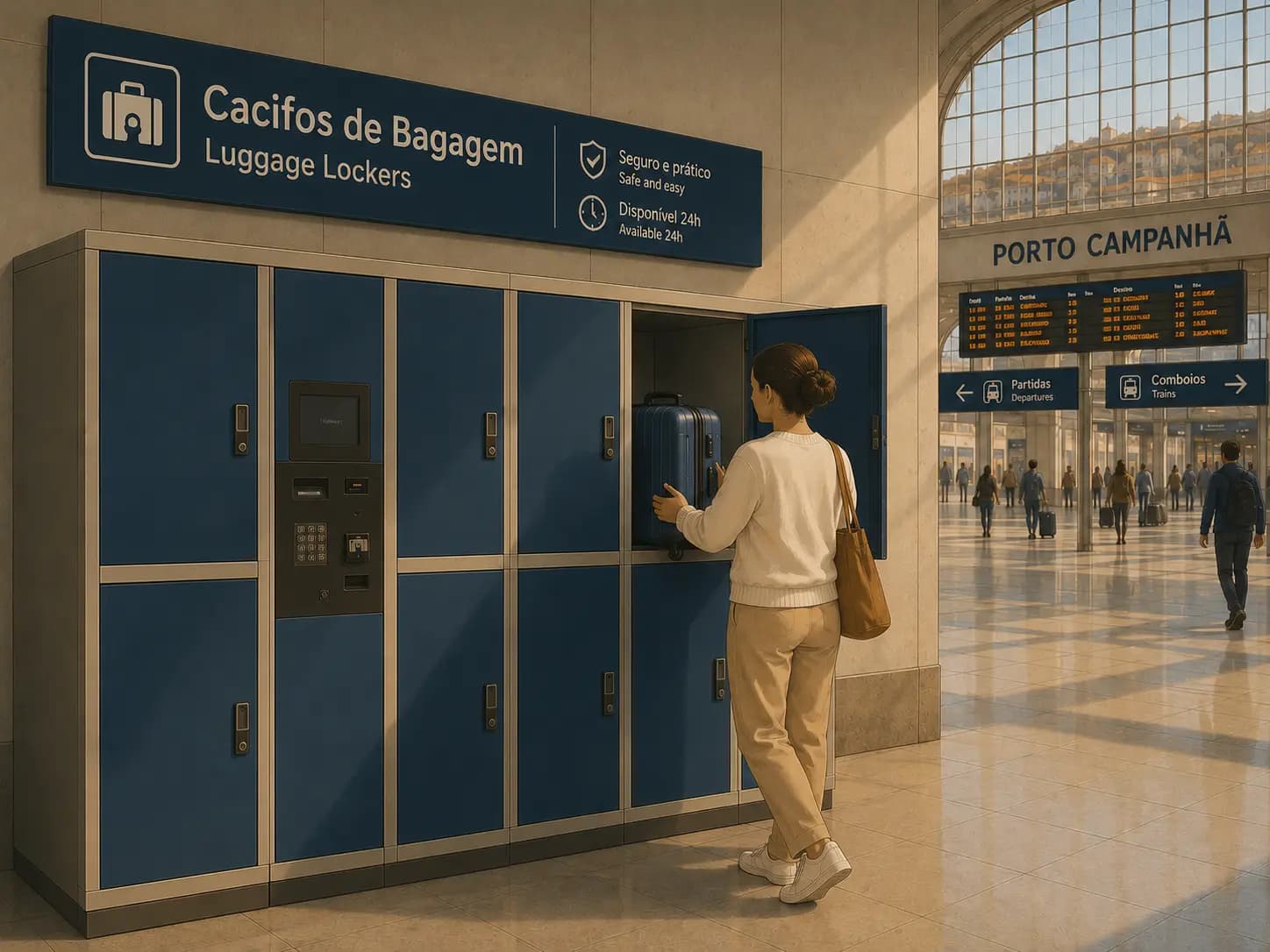 Luggage storage lockers at Porto Campanhã station