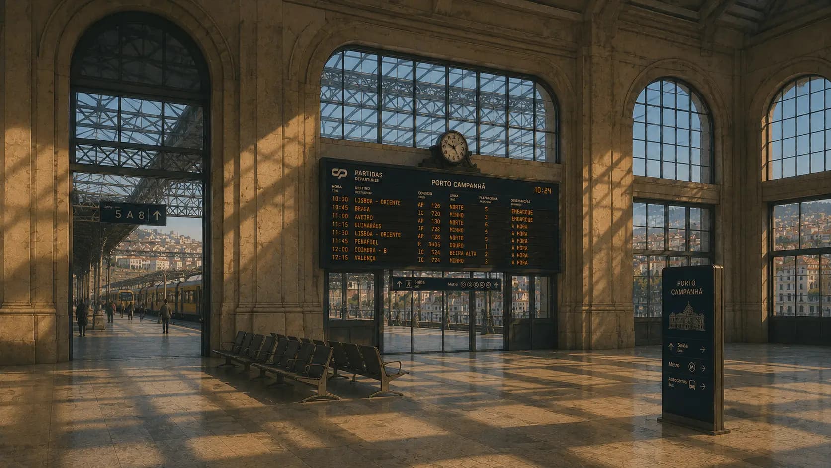 Departure board at Porto Campanhã station